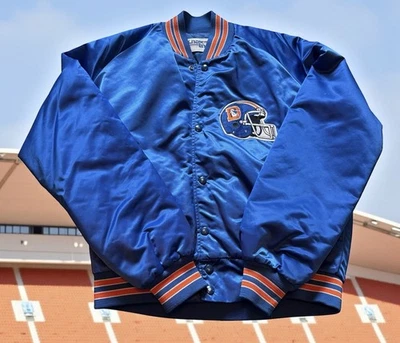 Vintage 1990s Denver Broncos NFL Chalk Line Satin Bomber Jacket Men’s Medium - Image 1 of 4
