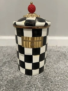 MacKenzie Childs Courtly Check Enamel Large Canister - Picture 1 of 6