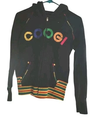 Coogi Womens Hoodie Sweatshirt Jacket Full Zip Spell Out Logo Striped - Image 1 of 4
