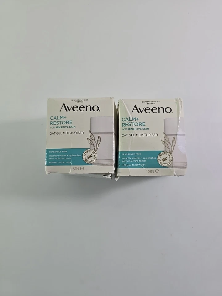 Aveeno Calm Restore Oat Gel Moisturizer 2-Pack 1.7oz 50ml Exp 06/2028 Unsealed