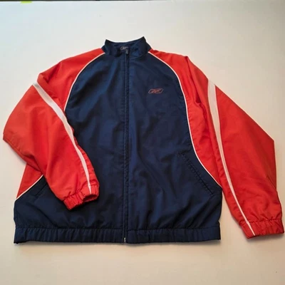 Reebok Men’s Medium Polyester Soft Jacket Full Zip Navy/Orange/White - Image 1 of 4