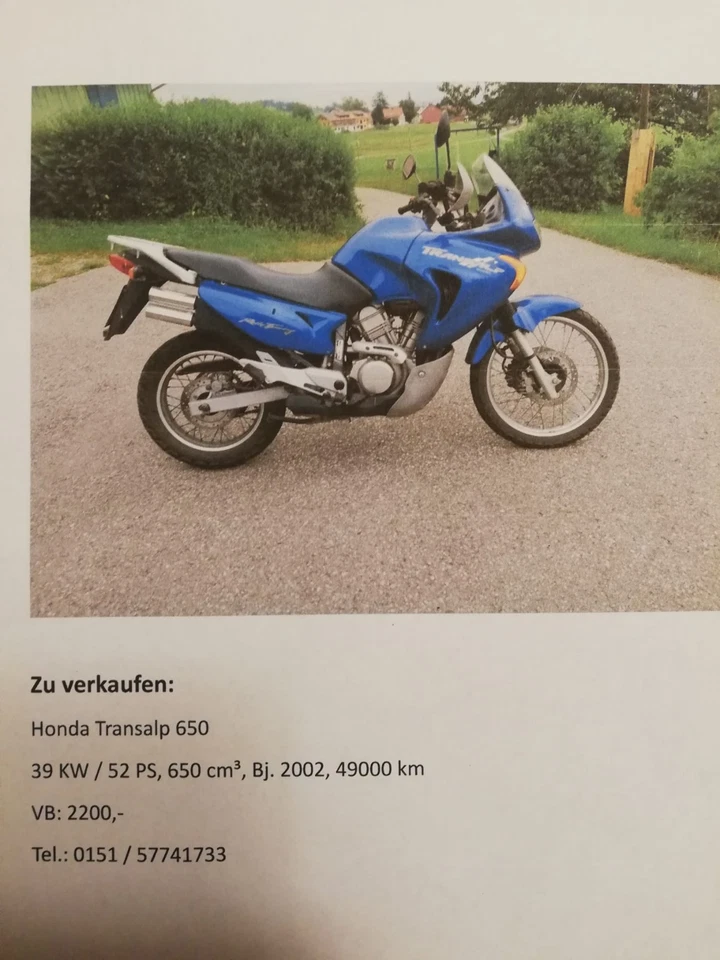 Motorrad Honda Transalp 650 - Bild 1 von 1