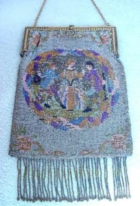 Antique Steel BeadedThree Figural Purse - Picture 1 of 1