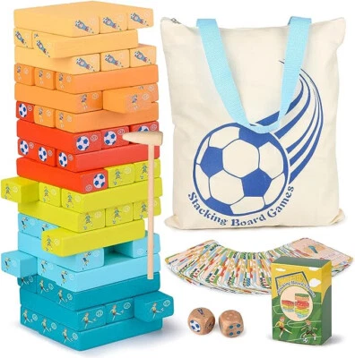 Pädagogisches Kinderspiel ab 3 Jahre, Wackelturm aus Holz Spielzeug mit Tasche - Bild 1 von 4