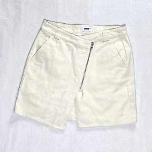 Obey Skirt Womens Size 26 Denim Ivory Pockets Zip Cotton - Picture 1 of 8