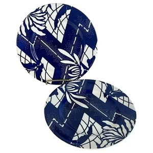 2 Tiffany & Co Johnson Bros Cobalt Blue Butterfly Flower Salad Plate Set England - Picture 1 of 6