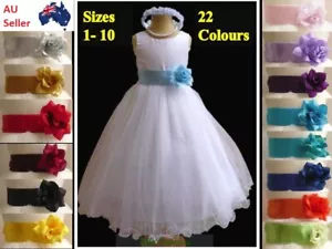 1-14 YEARS White Formal Communion Flower Girl Pageant Birthday Tulle bridesmaid - Picture 1 of 31