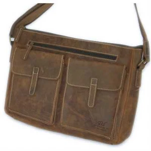 Handmade Vintage 100% Full Grain Leather Men' Shoulder 14" Laptop Bag - Picture 1 of 12