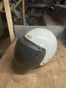 Vintage Old Bell 500 White Motorcycle Racing Helmet Open Full Face W Visor USA - Picture 1 of 19