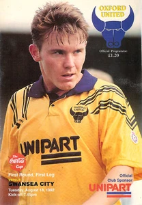 Oxford United v Swansea City 18 Aug 1992 FOOTBALL PROGRAMME - Picture 1 of 1