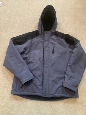 Abrigo con capucha forrado Duluth Trading Company para hombre talla grande azul cremallera frontal Foto 1 de 4