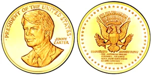 Jimmy Carter Inaugurado Presidente 20 Enero 1977 Medalla 34mm (Chapado en Oro) - Imagen 1 de 1