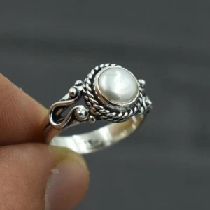 Natural Pearl Ring – 925 Sterling Silver Boho Stylish Ring for Women and Girls - Picture 1 of 3