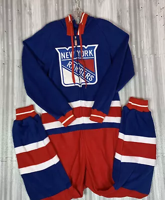 Hockey Sockey Mens Size Medium NHL New York Rangers  Hoodie  Bodysuit Pajamas - Image 1 of 4
