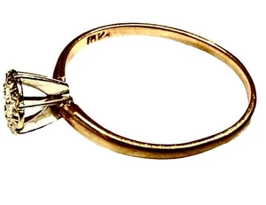 10K Yellow & White Gold Cluster Diamond Accents Ring Size 6 Ring 0.95 Grams - Picture 1 of 3