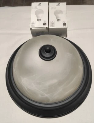 11 Inch 2-Light Flush Mount Ceiling Light Fixture, Oil Rub W/2 Light Bulbs  - Image 1 of 3
