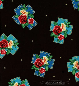BENARTEX, LADY OF GUADALUPE, CM4802-12, CROSS, METALLIC ACCENTS PRICED @ 1/2 YD - Picture 1 of 2