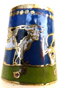 Dé à coudre de collection email Thimble - LES VACHES FOND BLEU FONCE - Picture 1 of 1