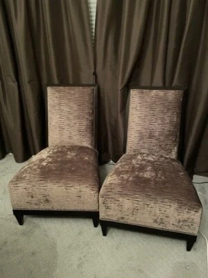 Beautiful Donghia Panama Slipper Chairs in Pierre Frey Velvet - Image 1 of 4