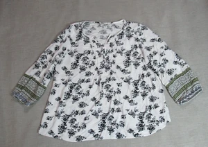 Top Sonoma donna taglia XL bianco floreale lounge boho cottagecore camicetta casual - Foto 1 di 8