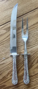 Vintage Silver Rose Carving Set by William Rogers/Int'l - Picture 1 of 7