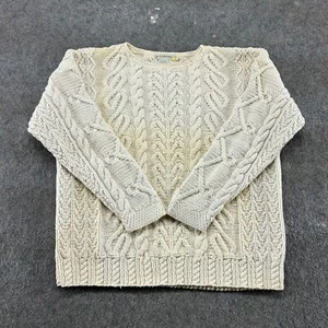 VINTAGE Banana Republic maglione donna piccolo bianco pullover Aran cotone pescatore - Foto 1 di 8