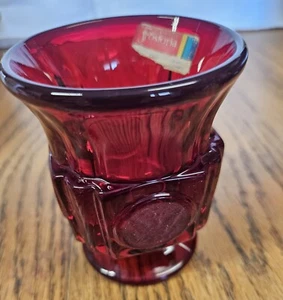 Vintage Fostoria COIN Glass Ruby Red Footed Cigarette Urn Toothpick holder - Picture 1 of 13