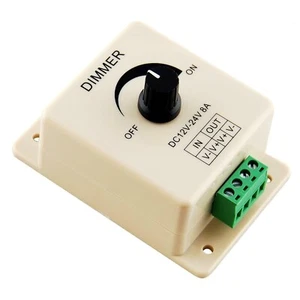 Manual LED Dimmer Controller for LED Strip Lights 12V-24V 8A with Terminals - Picture 1 of 6