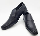 Mens Genuine Leather shoes Slip On formal office school work Black UK-6