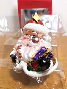 Sparkle Bright CHRISTOPHER RADCO Roly Poly Hand Blown Santa Christmas Ornament - Picture 1 of 16