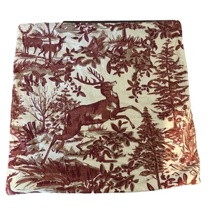 Pottery Barn Alpine Toile Deer Pillow Cover 24" x 24" Reversible Plaid - Picture 1 of 11