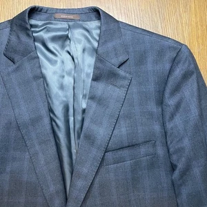 Peter Millar Blazer Men's 44T Gray Wool Windowpane Double Vented Suit Jacket - Picture 1 of 16