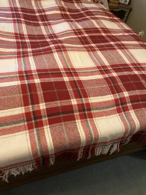 Pottery Barn 48 X 72 Plaid Throw With Tassels. Red, White, Black And Gray. Soft  - Image 1 of 4
