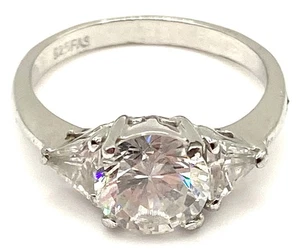 Sterling Silber / 925 runder CZ Verlobungsring Größe 6,5 - Bild 1 von 9