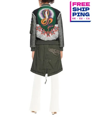 RRP€2550 MR & MRS ITALY Parka Coat Size XXS Wool Blend Coated Sleeve Embroidered - Image 1 of 4