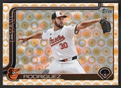 2025 TOPPS SERIES 2 MLB HOLIDAY PARALLEL CARD - 505 Grayson RODRIGUEZ [ORIOLES] - Image 1 of 2