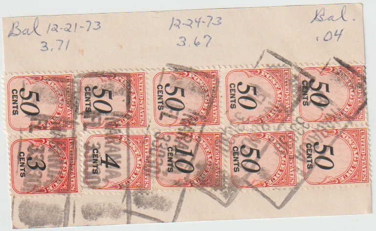 US Postage Due Receipt Short Paid 12-24-73 Homestead  Florida Maranja Branch CXL - Image 1 of 1