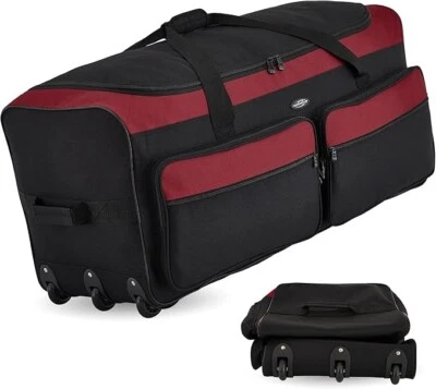 Bolsa de Lona Rodante Grande 36" con Ruedas, Bolsa de Equipaje de Viaje para Hombres y Mujeres, Roja Foto 1 de 4
