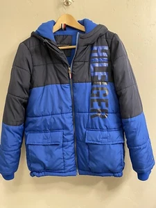 Tommy Hilfiger Youth Boys 14/16 Blue Full Zip Hooded Puffer Jacket (flaw) - Picture 1 of 12