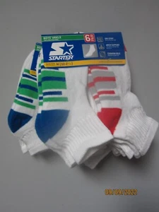 TOTAL OF 12! Starter Boys' 6-Pair Ankle MuLTI  Socks Size M (10-2 1/2) LOT OF 2! - Picture 1 of 1