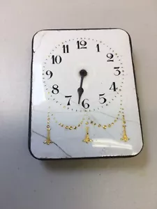 Vintage Enamel Carriage Clock Dial - 71mm x 55mm - Clockmakers Spares - Foto 1 di 5