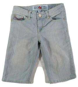 VIGOSS Girls Light Wash Embroider Patch Reg Fit Bermuda Stretch Jean Shorts s 12 - Picture 1 of 12