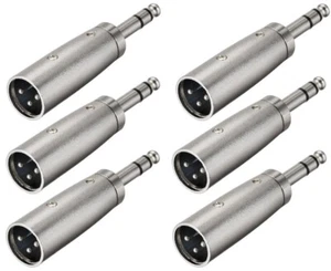 6 Pcs 3-Pin XLR Male to 1/4" 6.35mm Stereo Male Mic Audio Adapter Converter - Picture 1 of 1