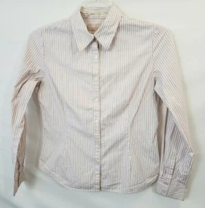 Personal Identity Womens Long Sleeve Button Up Shirt Size L White/Pink Stripes - Picture 1 of 5