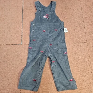 Little Me Boys Gray Corduroy Cars Overalls NWT Coveralls Toddler 24m T2a - Picture 1 of 8