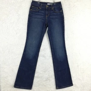 DKNY Womens Jeans Soho Flare Denim Blue Dark Wash Whiskering Boho Hippie 2 - Picture 1 of 12