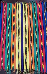 Vintage Southwestern Crochet Afghan Throw Bright Multicolor Blanket 46x56 Fringe - Picture 1 of 9