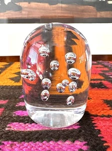 Vintage Kosta Swedish Vickie Lindstrom Controlled Bubble Art Glass Sculpture-PW - Picture 1 of 12