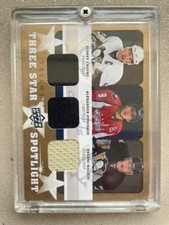 2008-09 OVECHKIN MALKIN CROSBY UPPER DECK TRILOGY GAME USED JERSEY