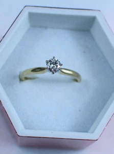 Vintage Antique 14K Yellow Gold Ladies Diamond Solitaire Ring - Picture 1 of 5